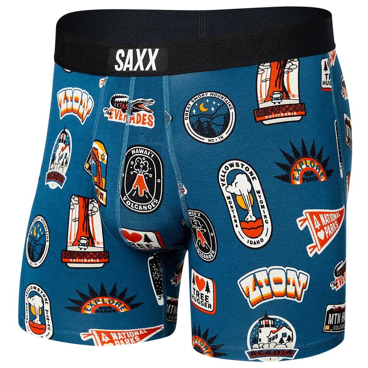 Saxx Ultra Boxer with Fly Men's in Park Badges Blue